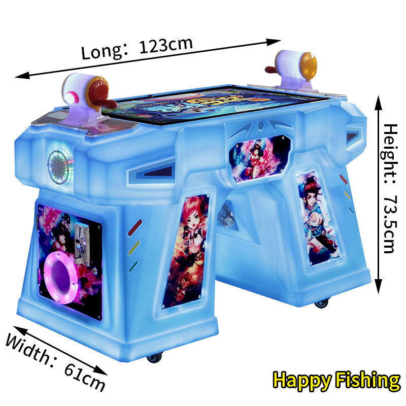 Blue Coin-Operated Amusement Machine Two Person Arcade Fishing Joystick Game Console