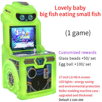 YX-1059 Bebé lindo para un jugador Pez grande comiendo peces pequeños Joystick máquina de juego de 17 pulgadas
