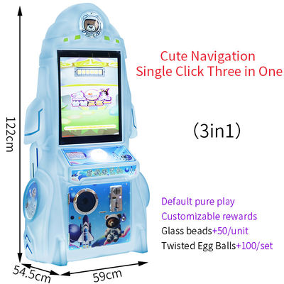 Diseño de la consola de juegos de arcade de los niños de interior Play Star Rocket de un solo botón tres en uno