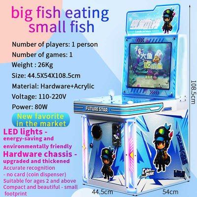 Peces grandes comiendo peces pequeños depredadores hambrientos peces comiendo peces joystick moneda máquina de juego operada