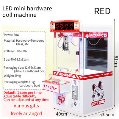 Máquina de juego de arcade de hardware de escritorio LED con moneda roja