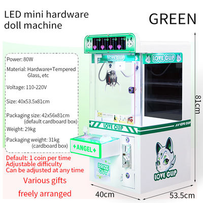 Máquina de juego de arcade de hardware de escritorio LED con moneda verde