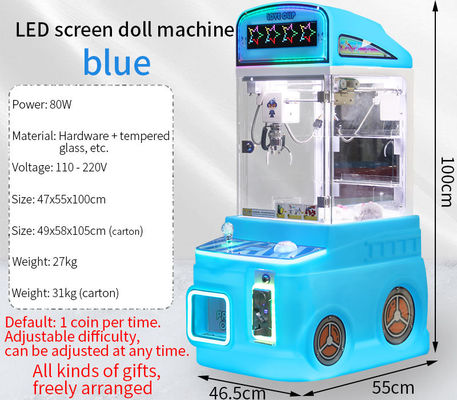 Máquina de juego para niños personalizada azul, máquina de arcade de juguetes de peluche que funciona con monedas
