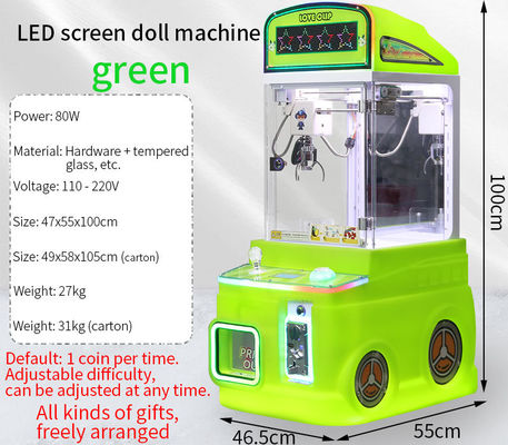 Máquina verde de muñecas para niños Juego de arcade Mini Claw Factory Venta directa