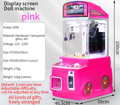 Mini Arcade Mini Claw Machine Pink With Display Screen Coin-operated Toy Vending Machine