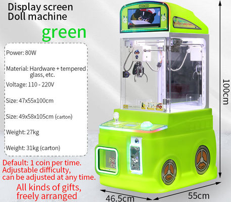 Display Screen-equipped Green Automatic Vending Machine Children's Arcade Game Mini Claw Machine